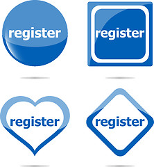 Image showing register stickers set isolated on white, icon button