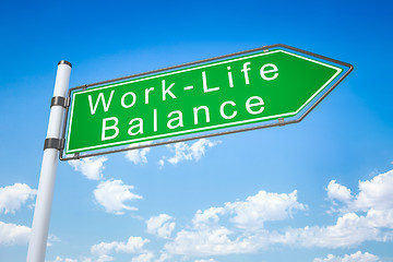 Image showing road sign arrow work - life balance