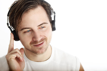 Image showing Young man with headphones