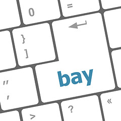 Image showing bay word on keyboard key, notebook computer button