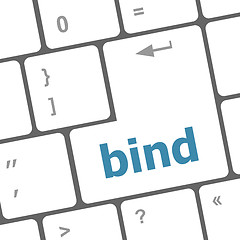 Image showing bind word on keyboard key, notebook computer button