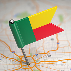 Image showing Benin Small Flag on a Map Background.