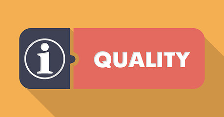 Image showing Quality Button in Flat Design on Orange Background.