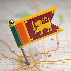 Image showing Sri Lanka Small Flag on a Map Background.