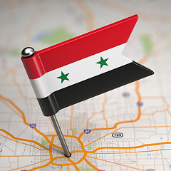 Image showing Syria Small Flag on a Map Background.