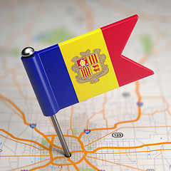 Image showing Andorra Small Flag on a Map Background.