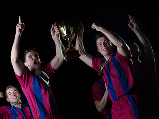 Image showing soccer players celebrating victory