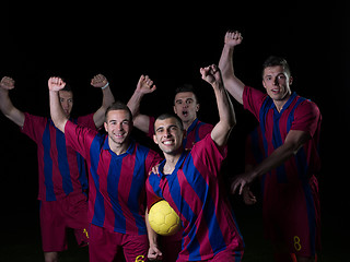 Image showing soccer players celebrating victory