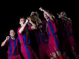 Image showing soccer players celebrating victory