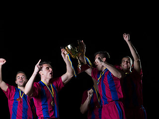 Image showing soccer players celebrating victory