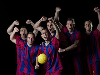 Image showing soccer players celebrating victory