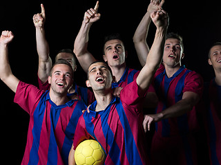 Image showing soccer players celebrating victory