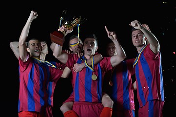 Image showing soccer players celebrating victory