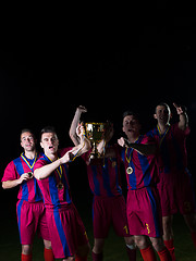 Image showing soccer players celebrating victory