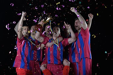 Image showing soccer players celebrating victory