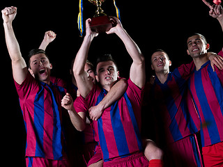 Image showing soccer players celebrating victory