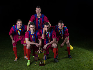 Image showing soccer players celebrating victory