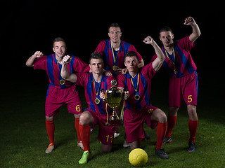 Image showing soccer players celebrating victory