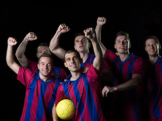 Image showing soccer players celebrating victory