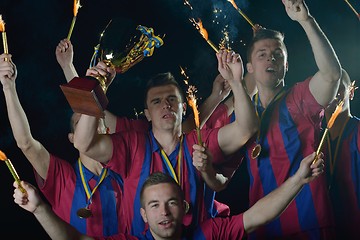 Image showing soccer players celebrating victory