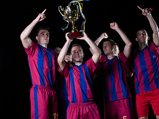 Image showing soccer players celebrating victory