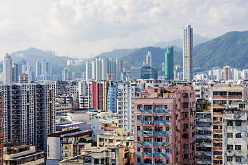 Image showing Hong Kong aerial view panorama with urban skyscrapers