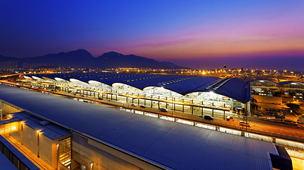 Image showing hong kong airport sunset