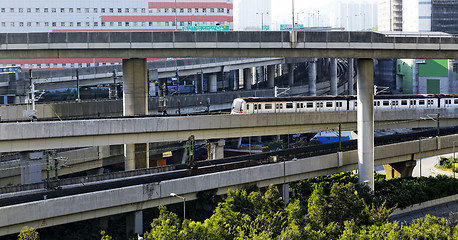 Image showing Train and highway 