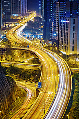 Image showing traffic in Hong Kong at night 