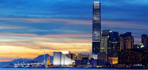 Image showing Skyline of Hong Kong at sunset. 