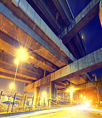 Image showing City Road overpass at night with lights 