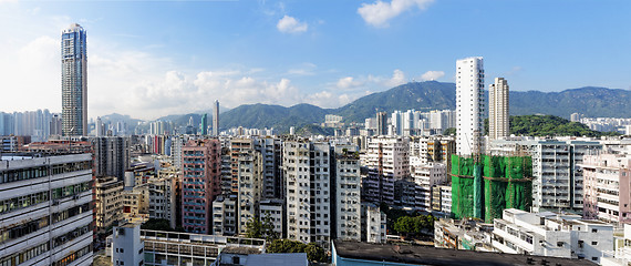 Image showing Hong Kong aerial view panorama with urban skyscrapers