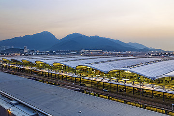 Image showing Hong Kong International Airport at the evening