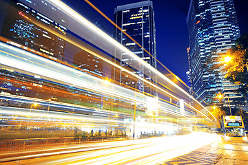 Image showing High speed traffic and blurred light trails 