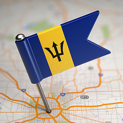 Image showing Barbados Small Flag on a Map Background.