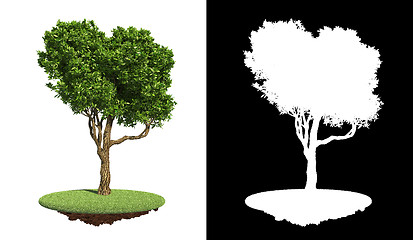 Image showing Isolated Green Tree on Grass with Detail Raster Mask.