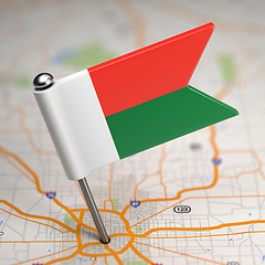 Image showing Madagascar Small Flag on a Map Background.