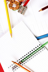 Image showing Color pencil and agenda