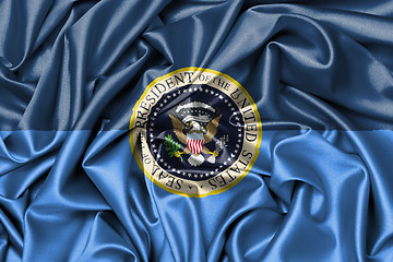 Image showing Satin flag with emblem