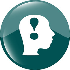 Image showing Human head with exclamation mark icon, web button