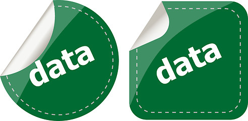 Image showing data word stickers web button set, label, icon