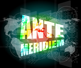 Image showing ante meridiem word on digital touch screen