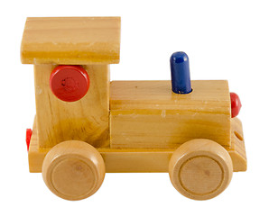 Image showing wooden train toy color detail isolated on white 