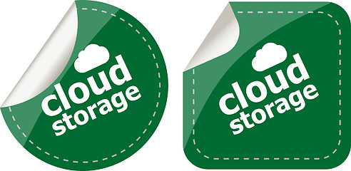 Image showing cloud storage - cloud computing icon stickers set