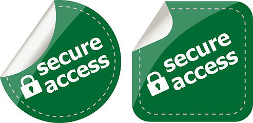 Image showing secure access with lock on stickers set isolated on white