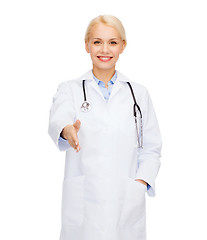 Image showing smiling female doctor with stethoscope