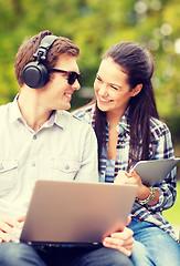 Image showing students or teenagers with laptop computers