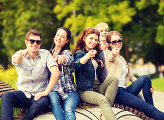 Image showing group of students or teenagers pointing fingers