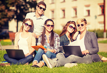 Image showing students or teenagers with laptop computers