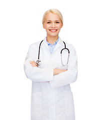 Image showing smiling female doctor with stethoscope